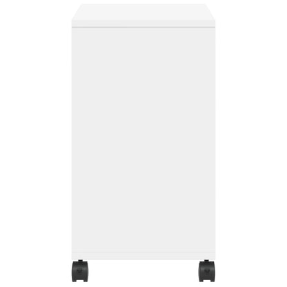 Sidobord med hjul vit 50x30x55 cm konstruerat trä