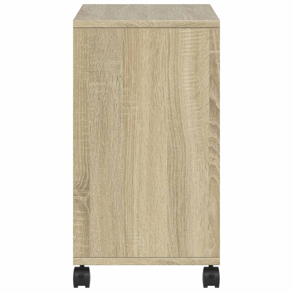 Sidobord med hjul sonoma-ek 50x30x55,5 cm konstruerat trä