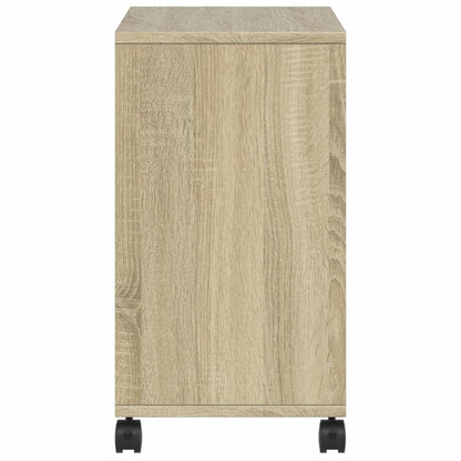 Sidobord med hjul sonoma-ek 50x30x55,5 cm konstruerat trä