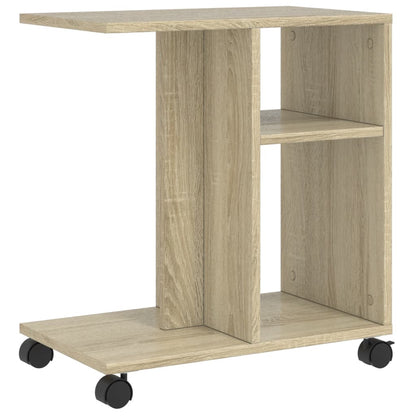 Sidobord med hjul sonoma-ek 50x30x55,5 cm konstruerat trä