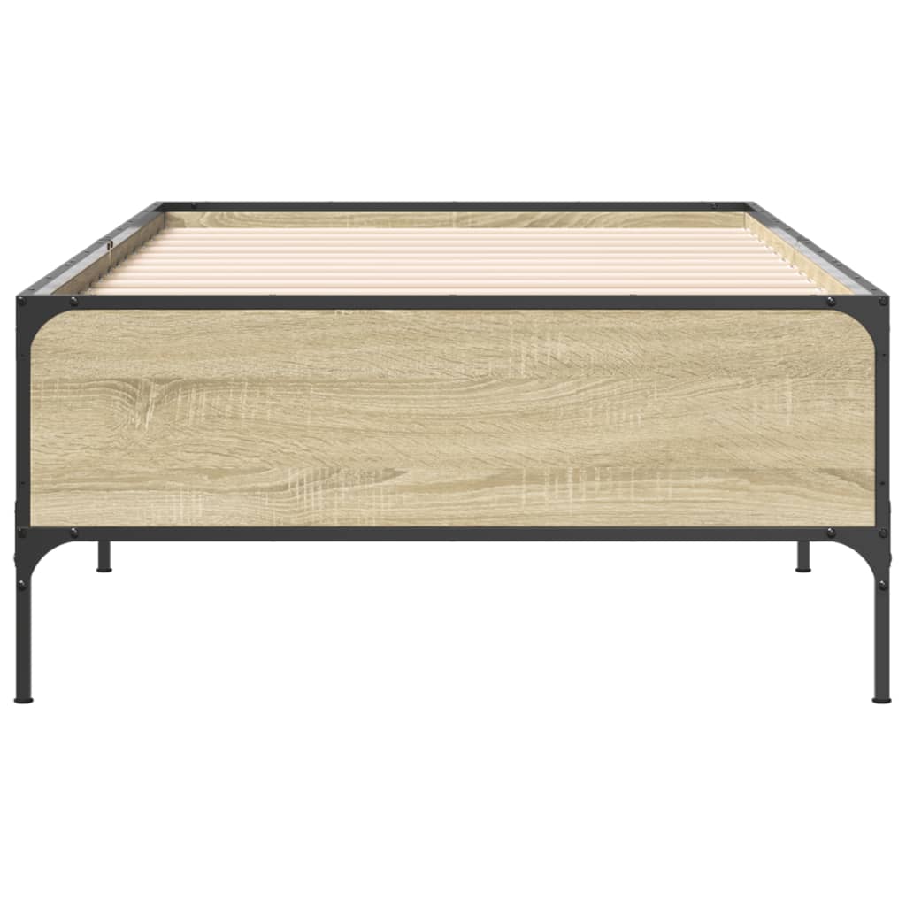 Sängram sonoma-ek 75x190 cm konstruerat trä och metall