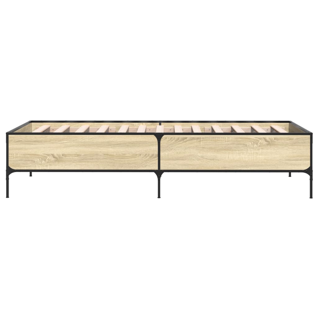 Sängram sonoma-ek 75x190 cm konstruerat trä och metall