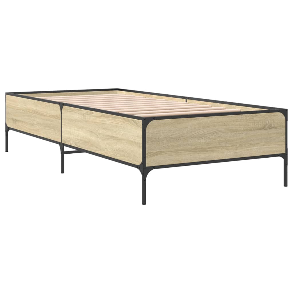 Sängram sonoma-ek 75x190 cm konstruerat trä och metall