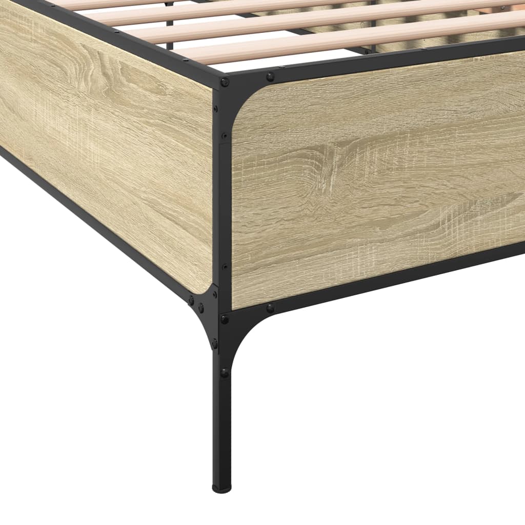 Sängram sonoma-ek 75x190 cm konstruerat trä och metall