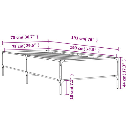 Sängram sonoma-ek 75x190 cm konstruerat trä och metall
