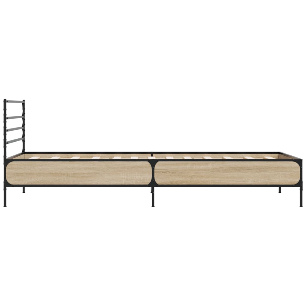 Sängram sonoma-ek 90x200 cm konstruerat trä och metall