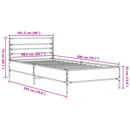 Sängram sonoma-ek 100x200 cm konstrueradt trä och metall