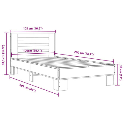 Sängram svart 100x200 cm konstruerat trä och metall