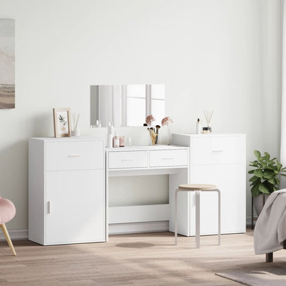 Sminkbord 4 delar vit konstruerat trä
