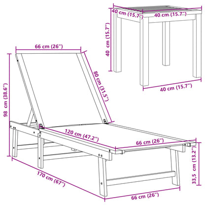 Solsäng 2 st med bord taupe massivt akaciaträ och textilene