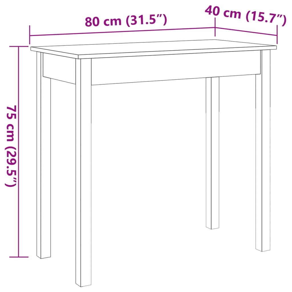 Konsolbord vaxbrun 80x40x75 cm massiv furu