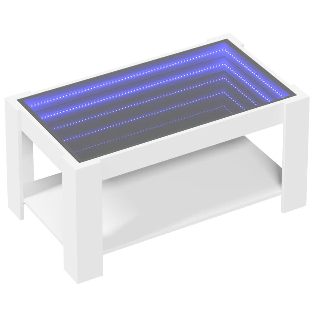 Soffbord med LEDs vit 93x53x45 cm konstruerat trä