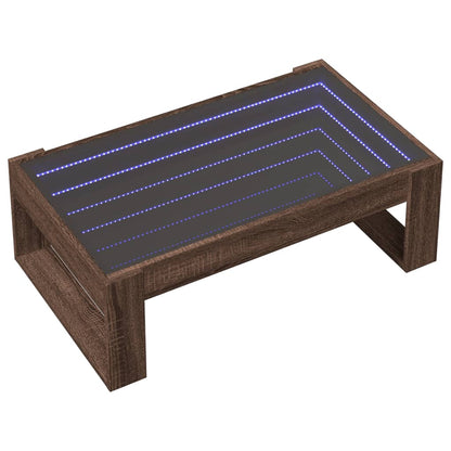 Soffbord med Infinity LEDs brun ek 90x53x30 cm