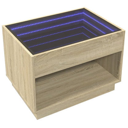 Soffbord med Infinity LEDs sonoma-ek 70x50x50 cm