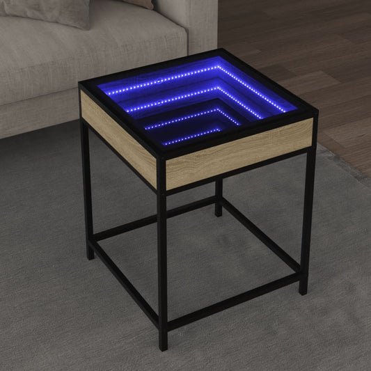 Soffbord med Infinity LEDs sonoma-ek 40x40x51 cm