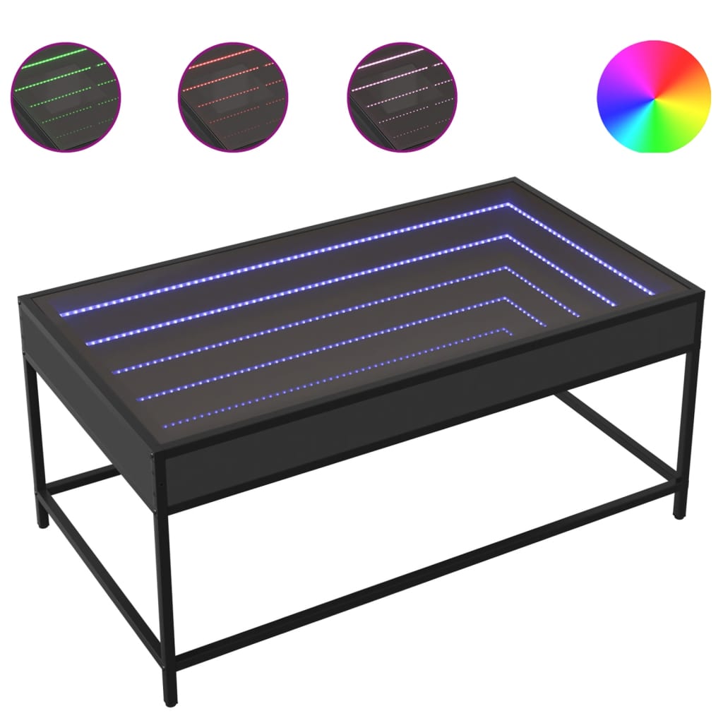 Soffbord med Infinity LEDs svart 90x50x41 cm