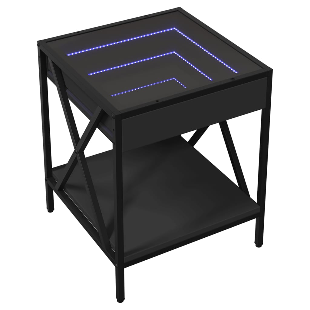 Soffbord med Infinity LEDs svart 40x40x49 cm