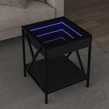 Soffbord med Infinity LEDs svart 40x40x49 cm