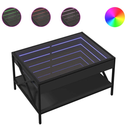 Soffbord med Infinity LEDs svart 70x50x38 cm