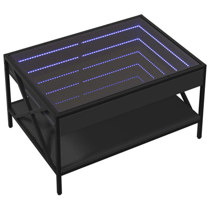 Soffbord med Infinity LEDs svart 70x50x38 cm