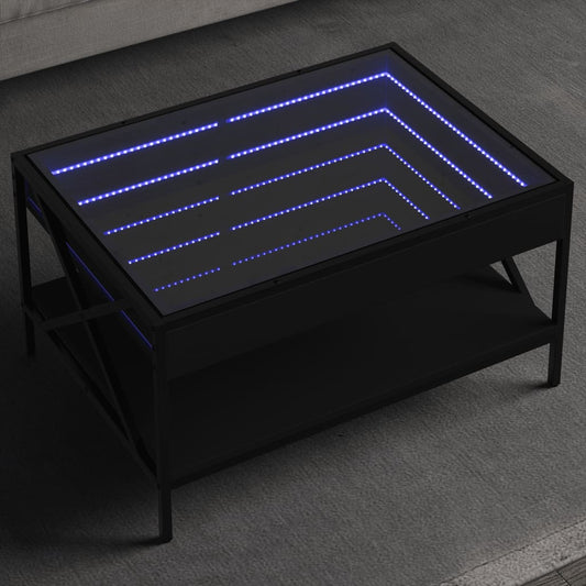 Soffbord med Infinity LEDs svart 70x50x38 cm