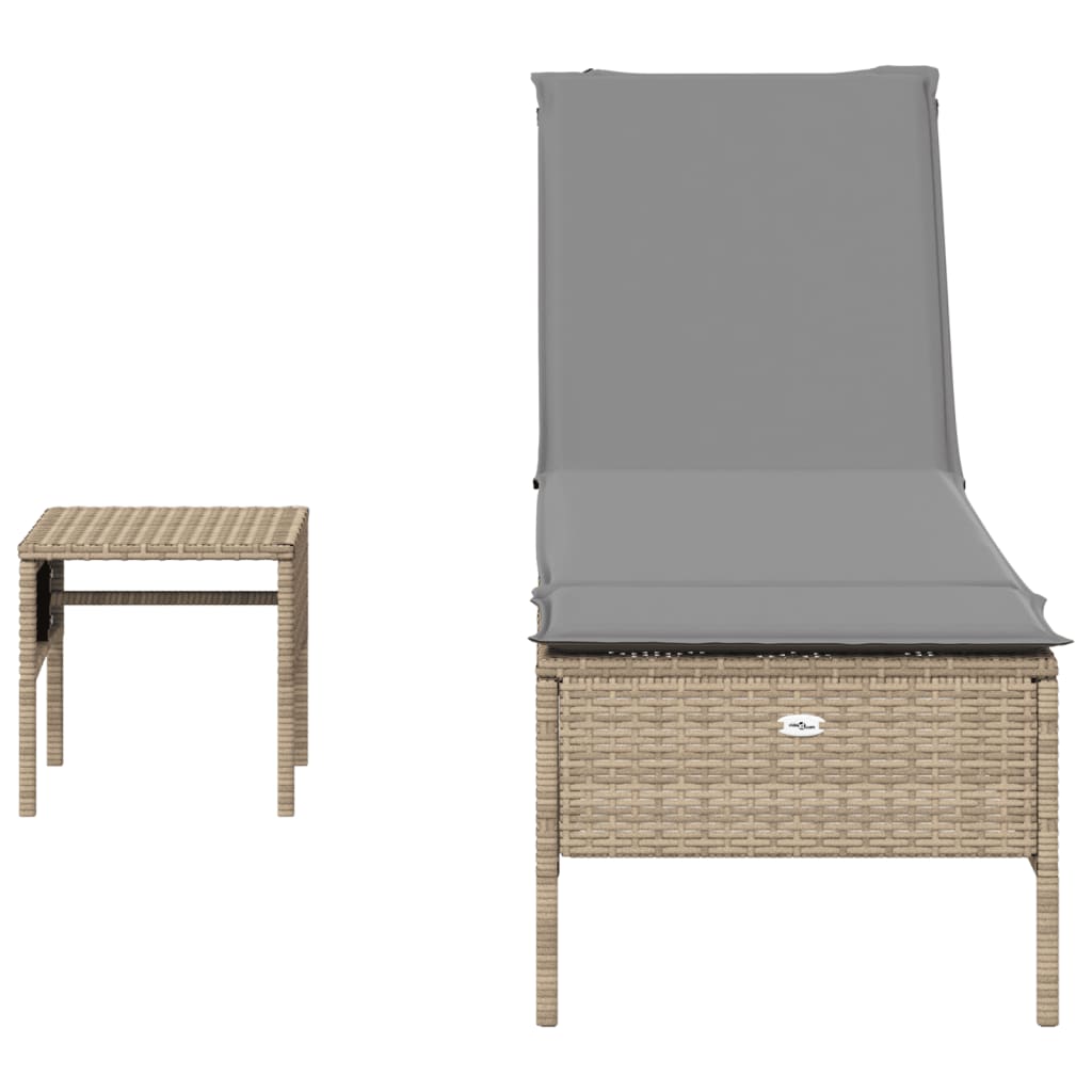 Solsängar med dynor set 3 delar beige konstrotting