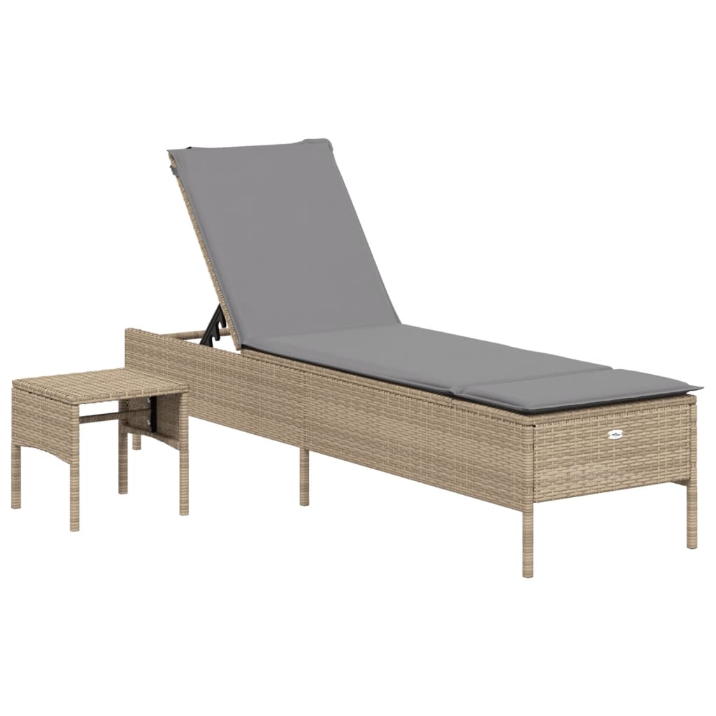 Solsängar med dynor set 3 delar beige konstrotting