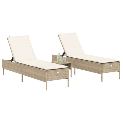 Solsängar med dynor set 3 delar beige konstrotting