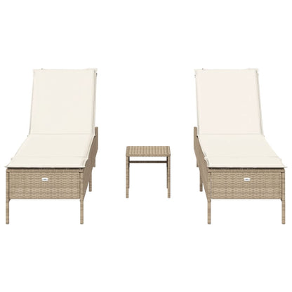 Solsängar med dynor set 3 delar beige konstrotting