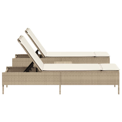 Solsängar med dynor set 3 delar beige konstrotting