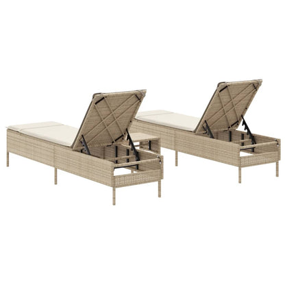 Solsängar med dynor set 3 delar beige konstrotting