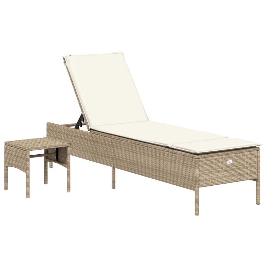 Solsängar med dynor set 3 delar beige konstrotting