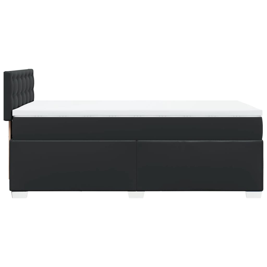 Ramsäng med madrass svart 90x200 cm konstläder