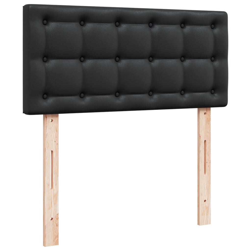 Ramsäng med madrass svart 90x200 cm konstläder