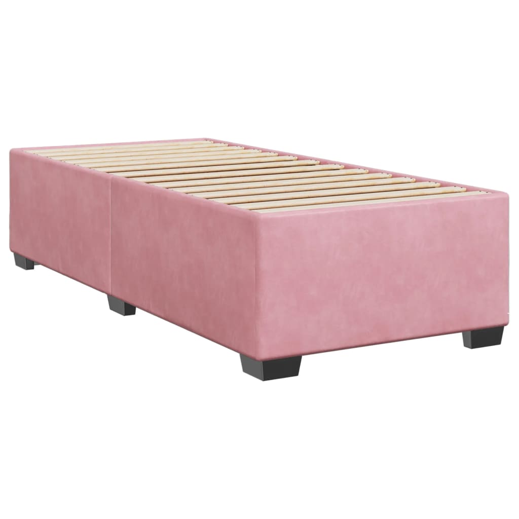 Ramsäng med madrass rosa 90x200 cm sammet