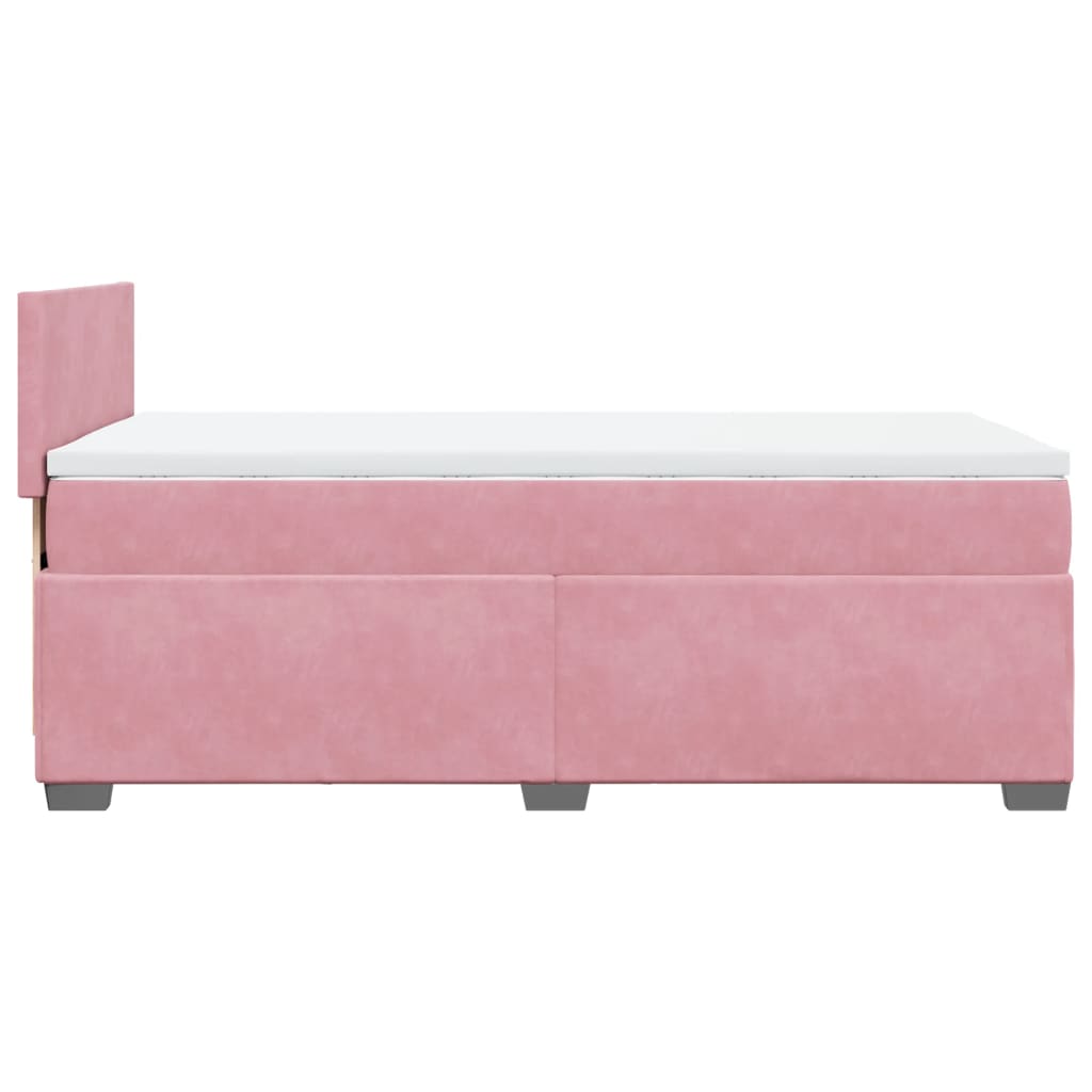 Ramsäng med madrass rosa 90x200 cm sammet