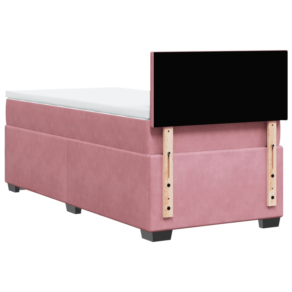 Ramsäng med madrass rosa 90x200 cm sammet
