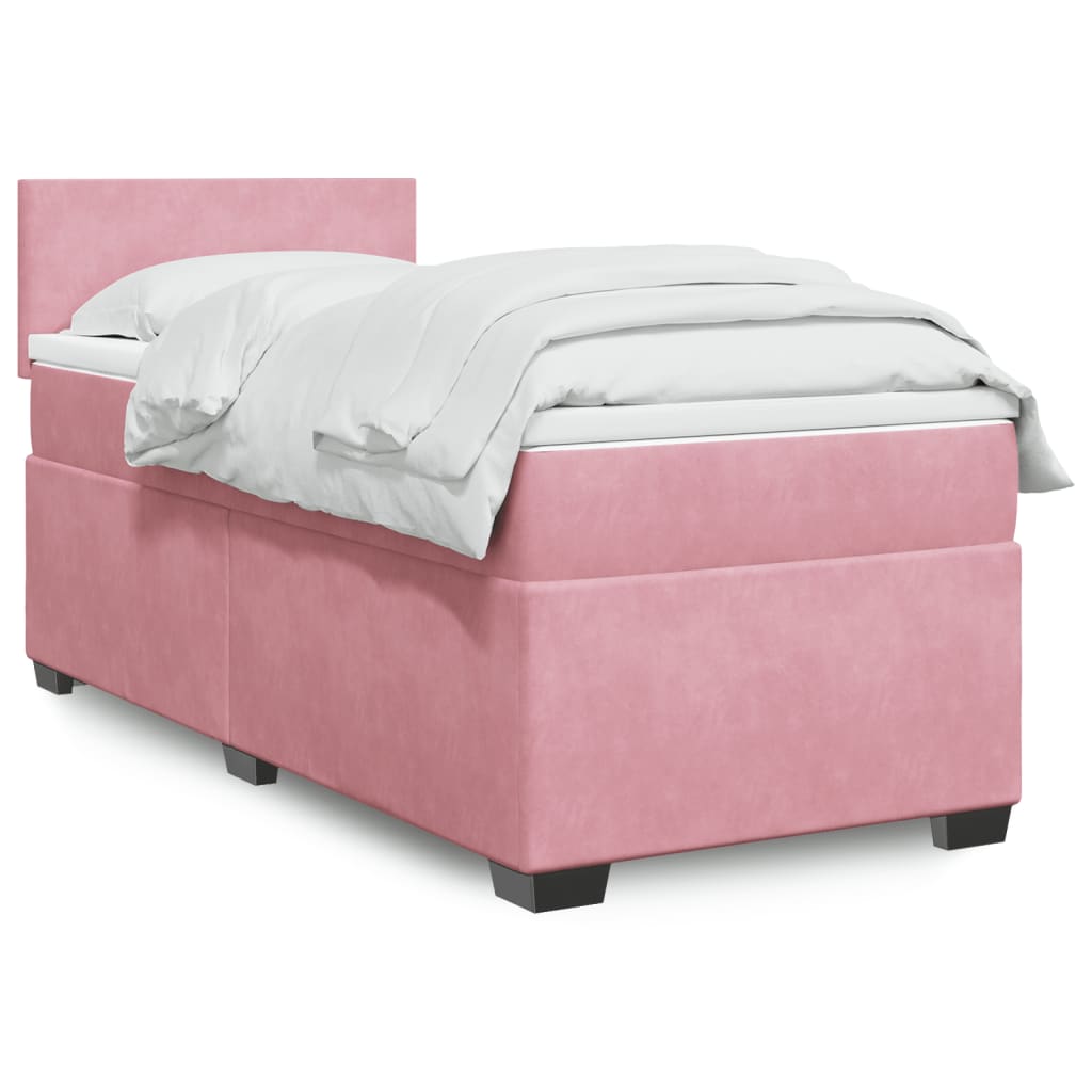 Ramsäng med madrass rosa 90x200 cm sammet
