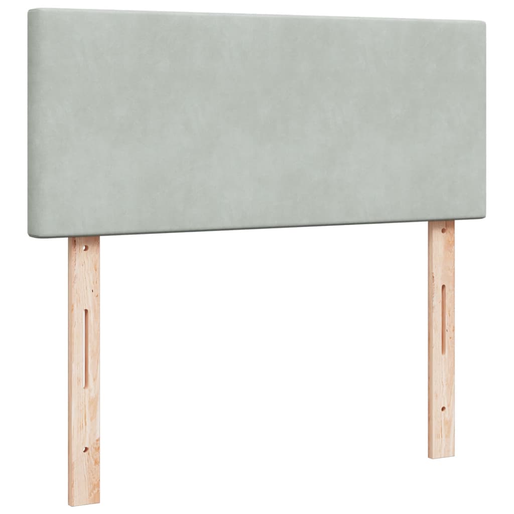Ramsäng med madrass ljusgrå 120x190 cm sammet