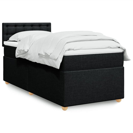 Ramsäng med madrass svart 90x190 cm tyg