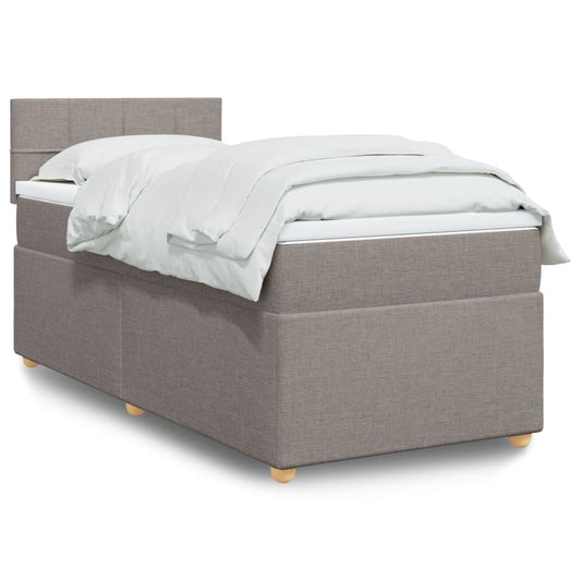 Ramsäng med madrass taupe 90x200 cm tyg