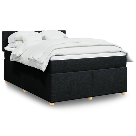 Ramsäng med madrass svart 140x190 cm tyg