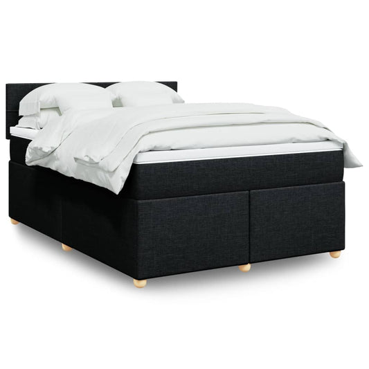 Ramsäng med madrass svart 140x190 cm tyg