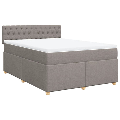 Ramsäng med madrass taupe 140x190 cm tyg