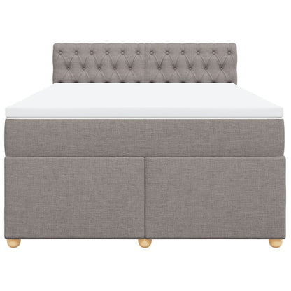 Ramsäng med madrass taupe 140x190 cm tyg