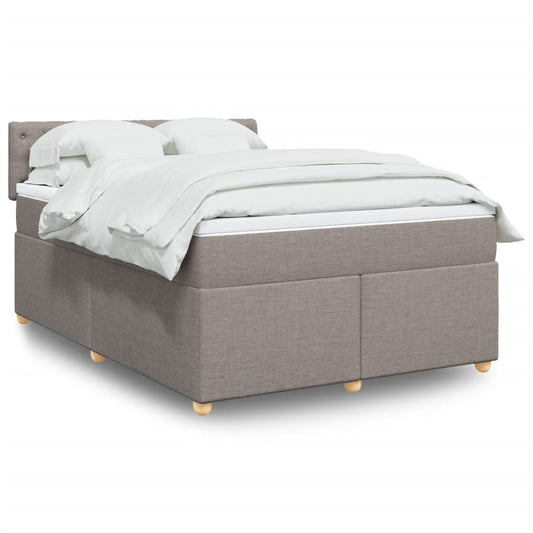 Ramsäng med madrass taupe 140x190 cm tyg