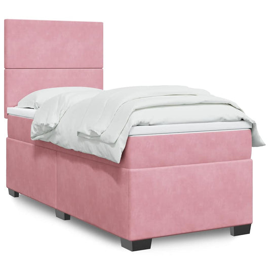 Ramsäng med madrass rosa 100x200 cm sammet