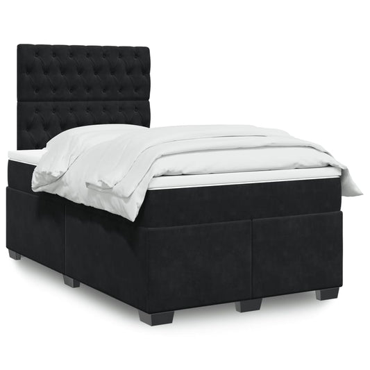 Ramsäng med madrass svart 120x190 cm sammet
