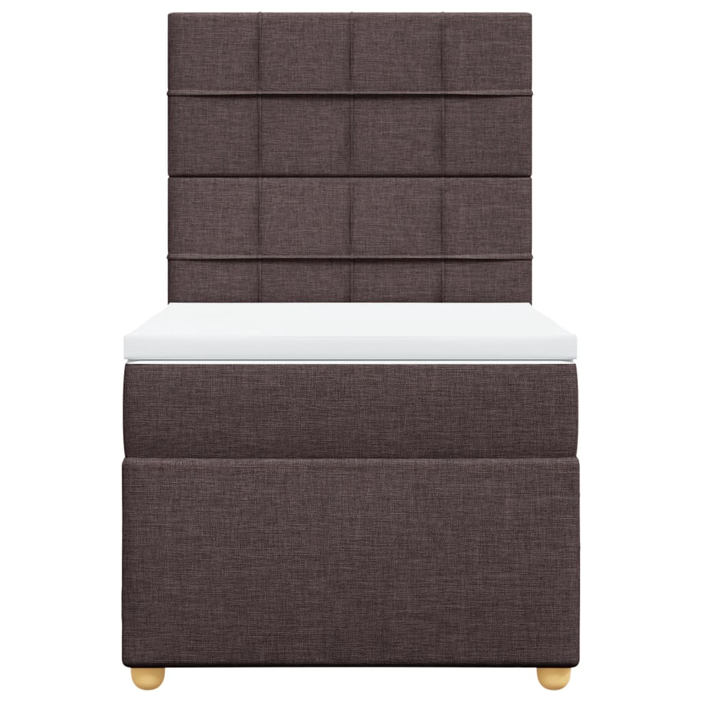 Ramsäng med madrass mörkbrun 100x200 cm tyg