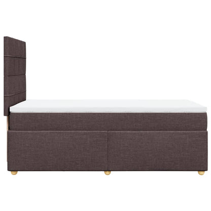 Ramsäng med madrass mörkbrun 100x200 cm tyg